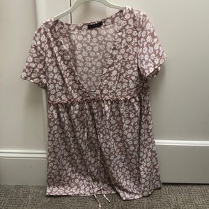 purple and white flower coverup dress